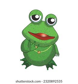 Female frog with necklace, ring and makeup