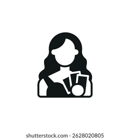 Ícone do jogador feminino. Simples ícone do jogador feminino para mídias sociais, app e web design. Ilustração vetorial.