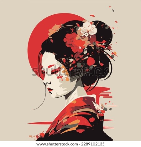 Female Geisha Artist from Japan Vector illustration