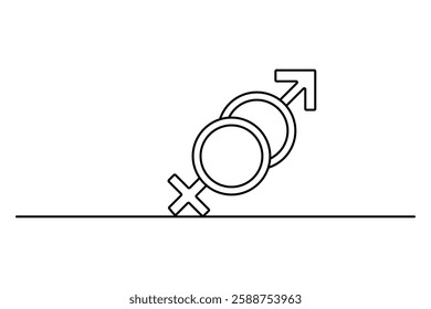 Female gender continuous one line drawing of outline vector illustration