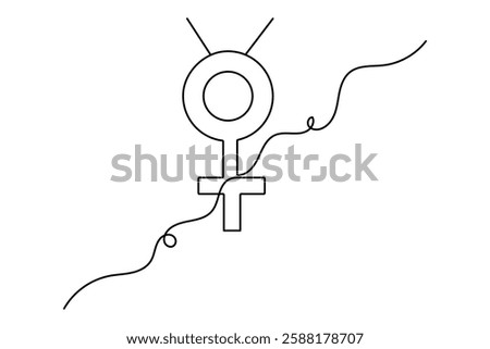 Female gender continuous one line drawing with editable stroke