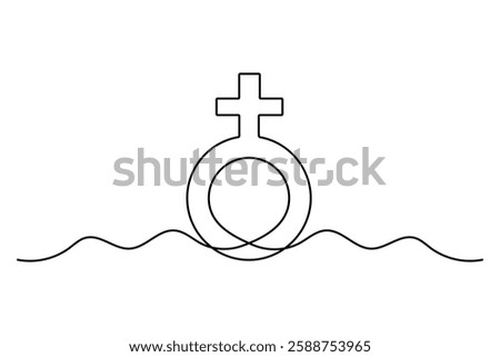 Female gender continuous one line drawing of outline vector illustration