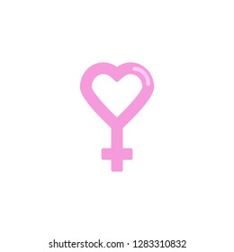 Female gender flat icon, vector sign, colorful pictogram isolated on white. Woman sex heart symbol, logo illustration. Flat style design