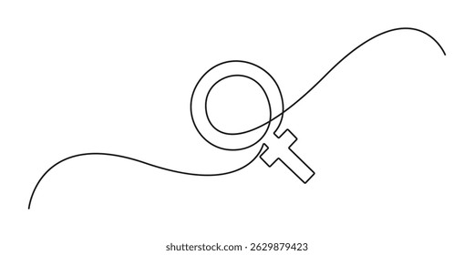 Female gender icon line continuous drawing vector. Single line Female gender icon vector background. Continuous outline of a Female gender icon, Gender signs for male and female vector illustration