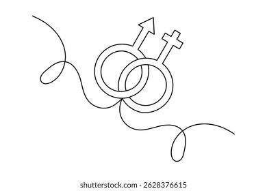 Female gender icon in one line drawing design