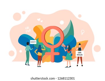 Female gender sign, a concept of feminism, girl power, movement, female equality, equal social and civil rights. 