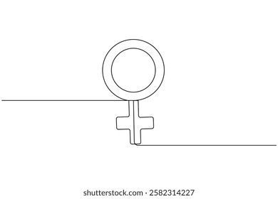 Female gender symbol continuous one line drawing and Female gender minimalist style isolate outline vector icon