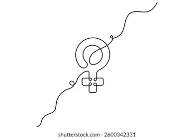 Female gender symbol continuous one line simple Vector illustration.