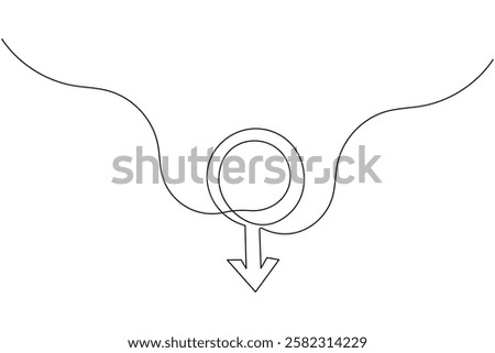 Female gender symbol continuous one line drawing and Female gender minimalist style isolate outline vector icon