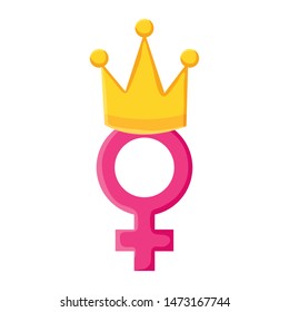 female gender symbol with crown pop art style