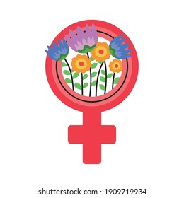 female gender symbol with flowers garden vector illustration design