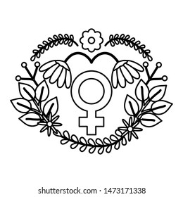 female gender symbol with flowers pop art style