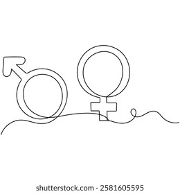 Female gender symbol  icon  continuous one line drawing  outline vector illustration 