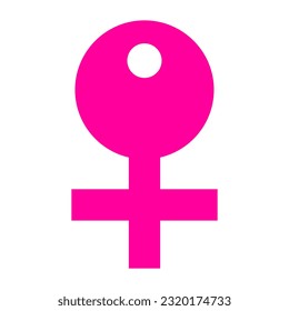 Frauensymbol. Geschlechtersymbol. Vektorgrafik einzeln auf weißem Hintergrund.
