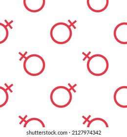 female gender symbol seamless pattern on pink theme on white background