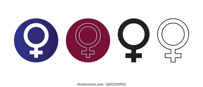 Female Gender Symbol Variations in Solid, Outline, and Gradients