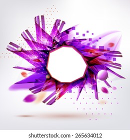 Female geometric background with sticker for text. Abstract linear decorative element. Season design banner. Magic colors.