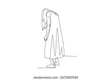 Fantasma femenino. Concepto fantasma dibujo de una línea
