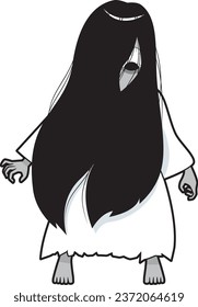 female ghost wearing white clothes