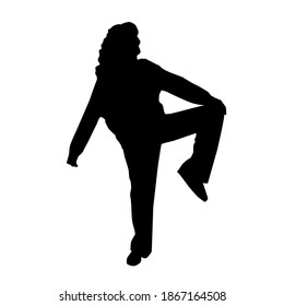 Female girl black silhoette, hipster posing in sposts suit vector illustration