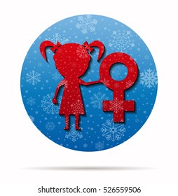 female girl christmas icon in circle