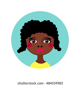 Female girl face avatar profile head. Vector illustration for beauty design. Flat icon isolated on white background. Women close up portrait.