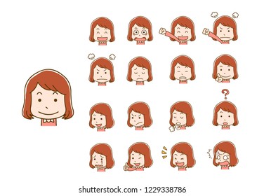 Female girl face expression various settings