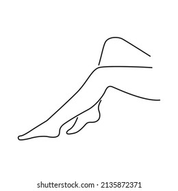 Female Girl Legs Skin Care Hygiene Outline Sign Design Vector