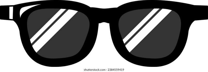 Female glasses lady boss. Health and vision protection. Eye protection accessory. Cartoon monochrome black and white vector isolated on white background