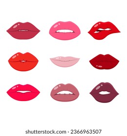Los labios de color gloso femenino. Ilustración del vector 