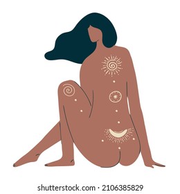 Female goddess sitting in boho style