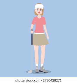 Female Golf Player Vector Art Illustration