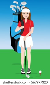 Female golf player.vector illustrator