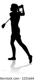 A female golfer sports person playing golf 