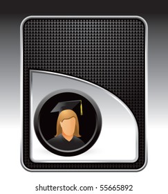 female graduate black checkered background