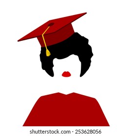 female graduate with cap and gown