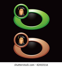 female graduate colored rings