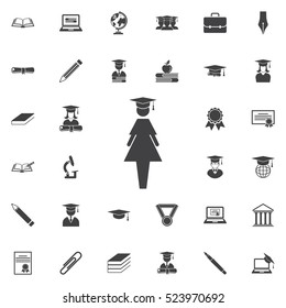 Female Graduate icon. Education set of icons