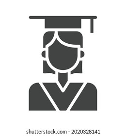 Female Graduate icon vector image. Can also be used for Physical Fitness. Suitable for mobile apps, web apps and print media.