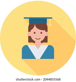 Female Graduate icon vector image. Can also be used for Physical Fitness. Suitable for mobile apps, web apps and print media.