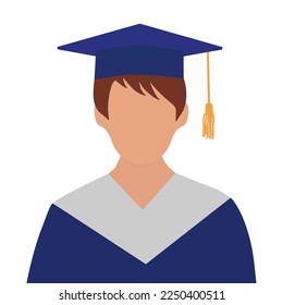 Female graduate student  in gown and graduation cap.  Vector illustration