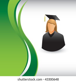 female graduate vertical green wave