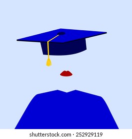 female graduate wearing cape and gown