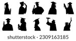 Female Graduation Silhouette Vector Set