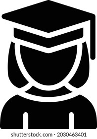 female graduation vector glyph flat icon