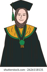 female graduation vectors wearing toga, female graduates, Muslim women graduates