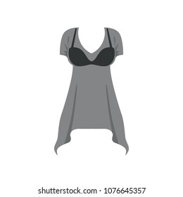 Female gray tunic with short sleeves, fashion women clothes vector Illustration on a white background