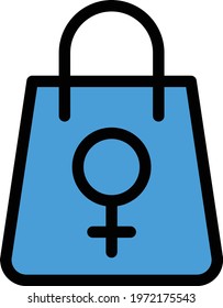 female grocery packet vector line colour icon