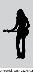 Female Guitarist silhouette vector art