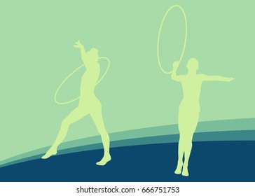 Female gymnast with hoop vector abstract background